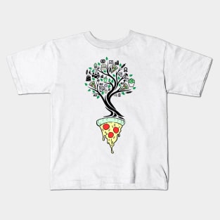 Pizza Fast Food Tree Of Life Yoga Celtic Viking Yggdrasil Kids T-Shirt